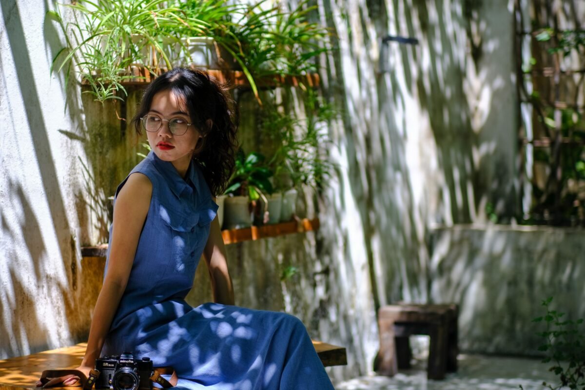A Denim Maxi Dress With Flat Sandals